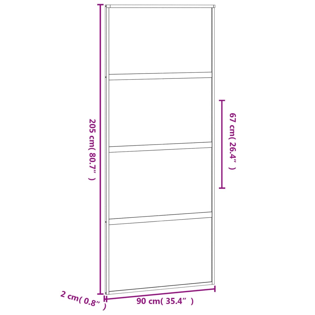 vidaXL Liukuovi musta 90x205 cm karkaistu lasi ja alumiini