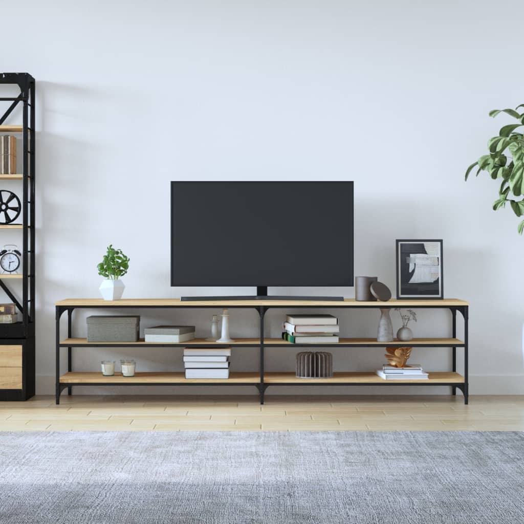 vidaXL TV-taso Sonoma-tammi 200x30x50 cm tekninen puu ja metalli