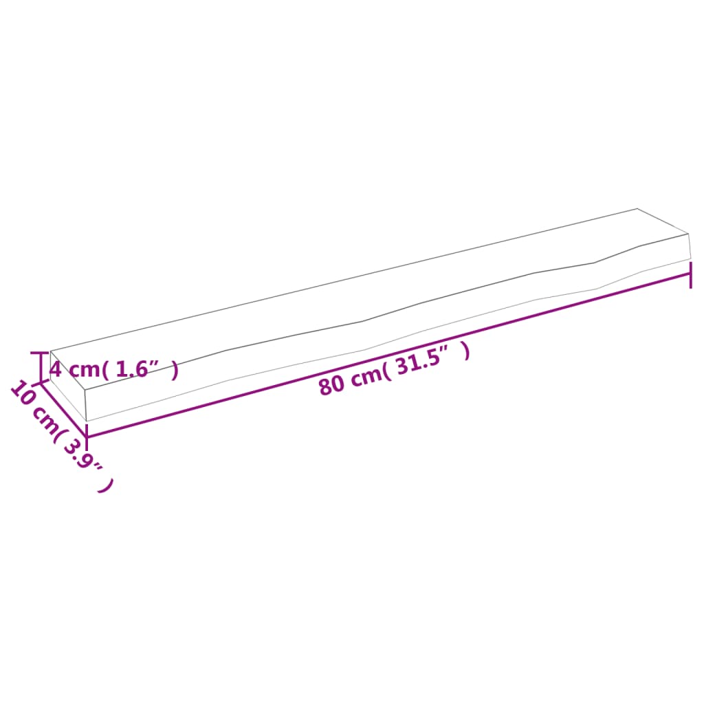 vidaXL Seinähylly 80x10x4 cm käsittelemätön täysi tammi