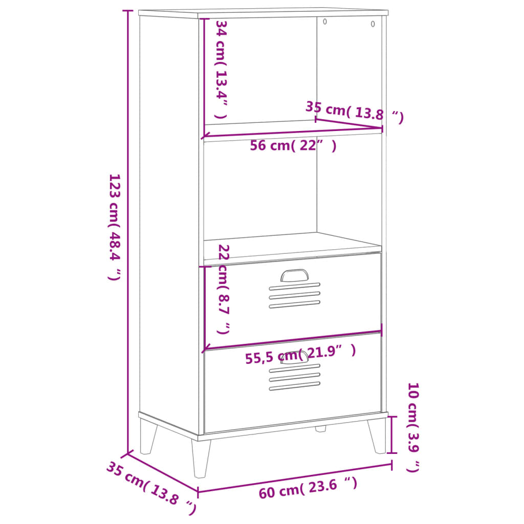 vidaXL Kirjahylly VIKEN musta 60x35x123 cm tekninen puu