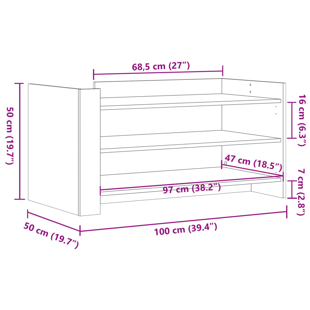 vidaXL Sohvapöytä betoninharmaa 100x50x50 cm tekninen puu