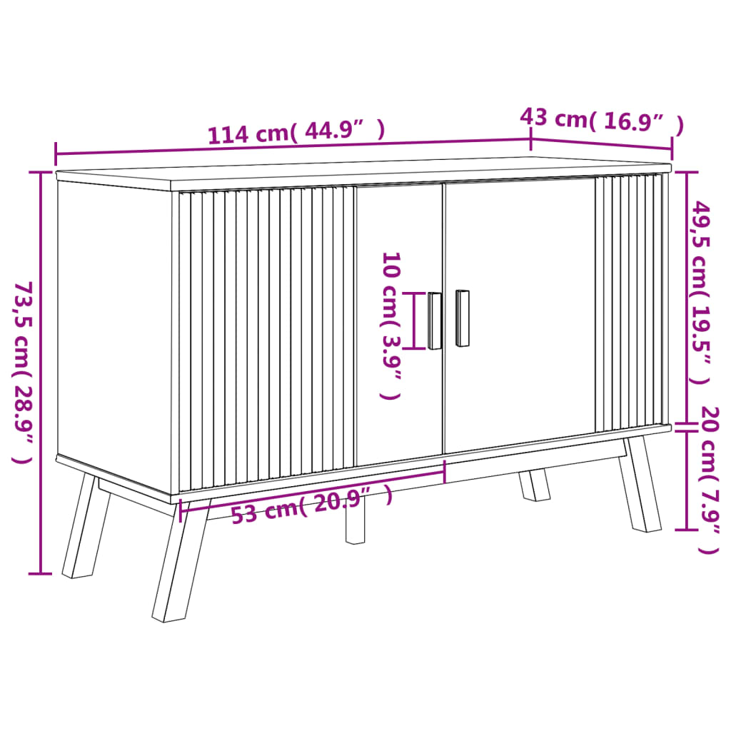 vidaXL Senkki OLDEN harmaa ja ruskea 114x43x73,5 cm täysi mänty