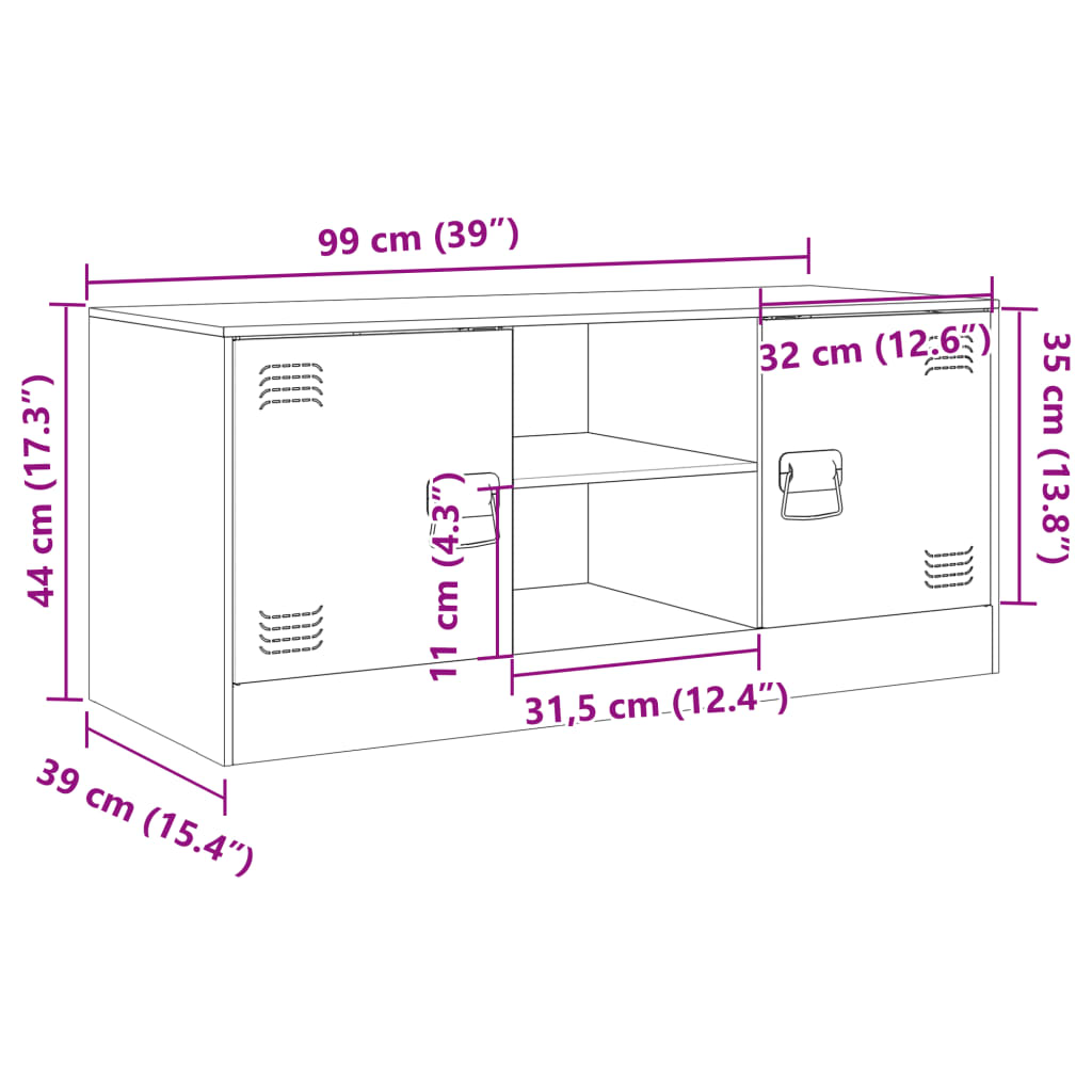 vidaXL TV-taso antrasiitti 99x39x44 cm teräs