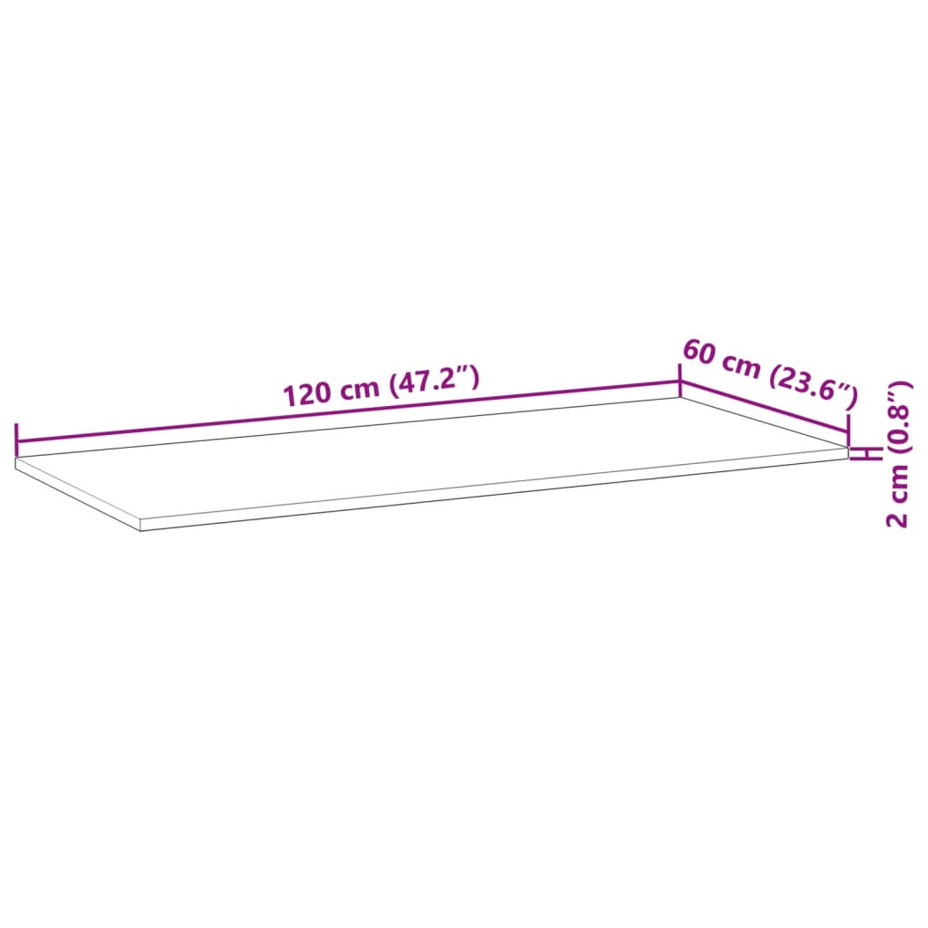 vidaXL Kylpyhuoneen pöytälevy 120x60x2 cm käsittelemätön täysi akasia