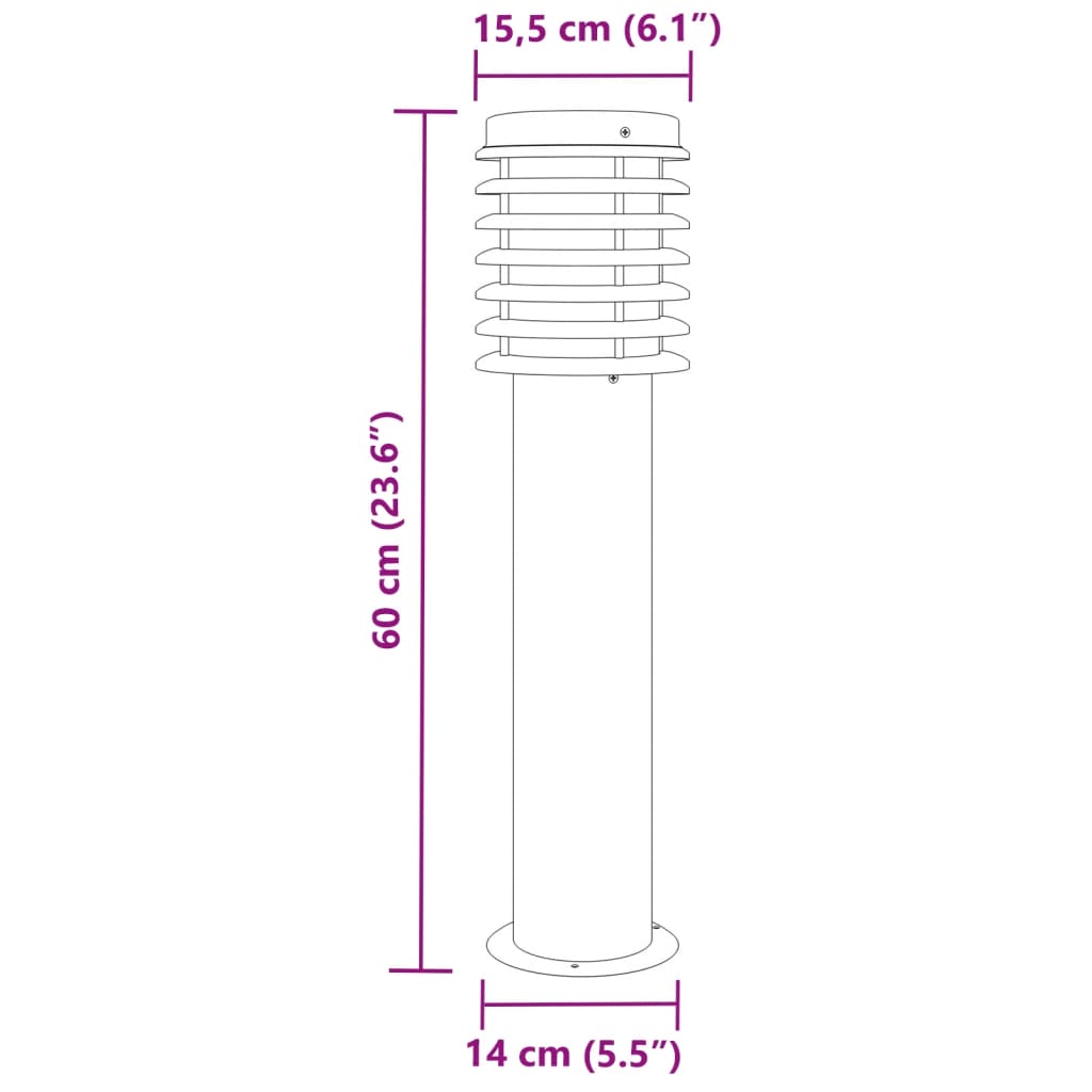 vidaXL Pylväsvalaisin musta 60 cm ruostumaton teräs