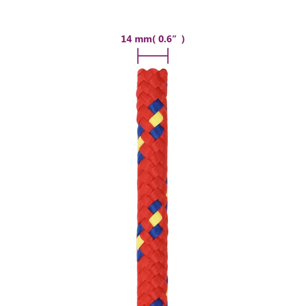 vidaXL Veneköysi punainen 14 mm 100 m polypropeeni