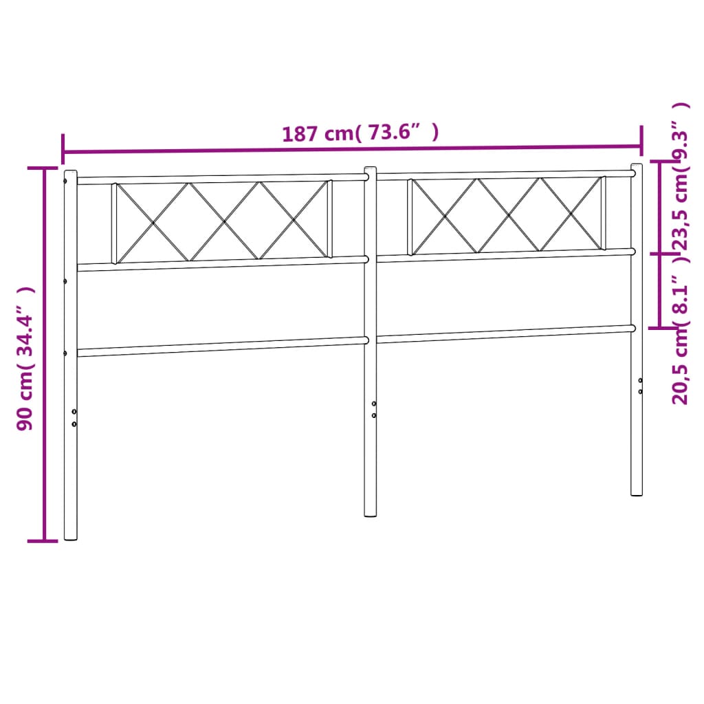 vidaXL Metallinen sängynpääty musta 180 cm