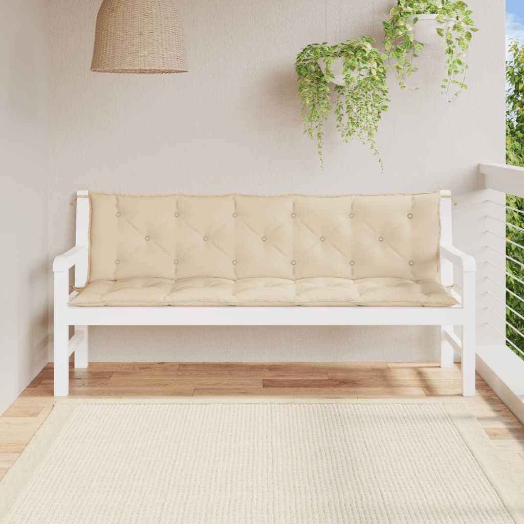 vidaXL Puutarhapenkin pehmusteet 2 kpl beige 180x50x7 cm Oxford kangas