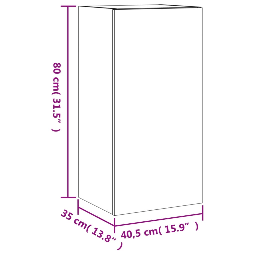 vidaXL TV-seinäkaappi LED-valoilla valkoinen 40,5x35x80 cm