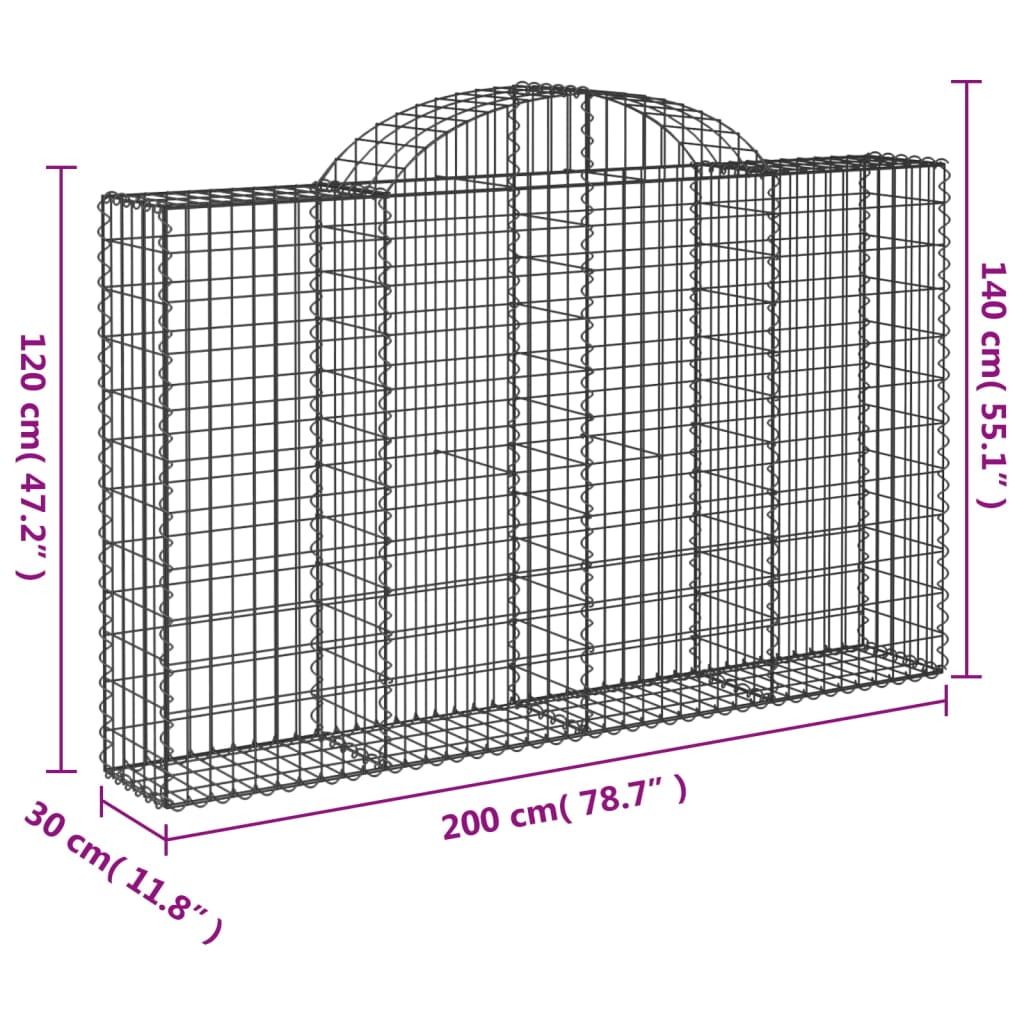 vidaXL Kaarevat kivikorit 8 kpl 200x30x120/140 cm galvanoitu rauta