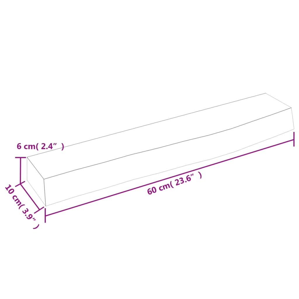 vidaXL Seinähylly tummanruskea 60x10x6 cm käsitelty täystammi