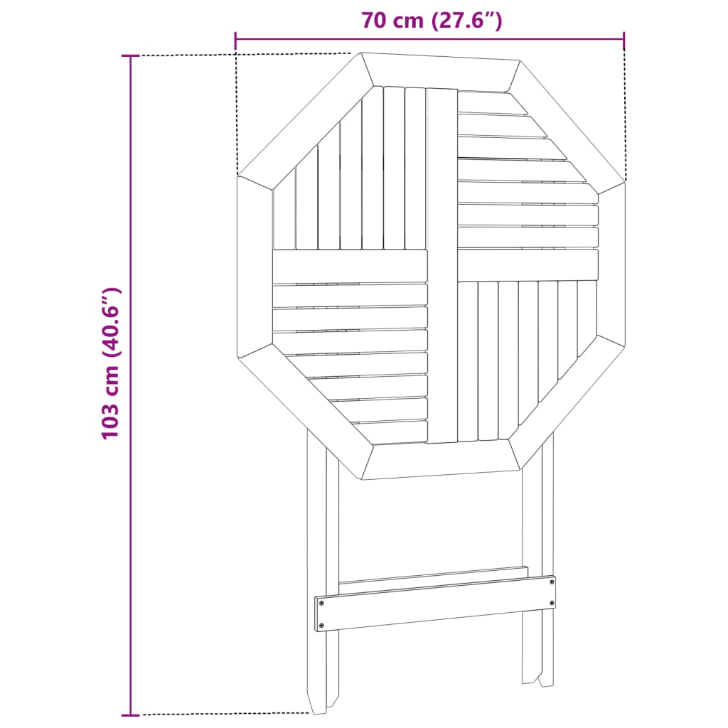 vidaXL Puutarhapöytä kokoontaittuva Ø70x75 cm täysi akaasiapuu