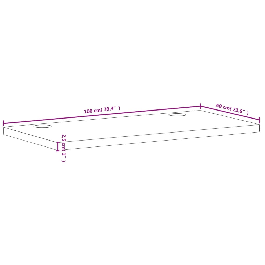 vidaXL Pöytälevy 100x60x2,5 cm täysi pyökki