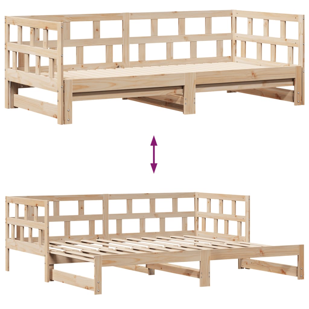 vidaXL Vuodesohva rullilla ja laatikoilla 90x200 cm täysi mänty