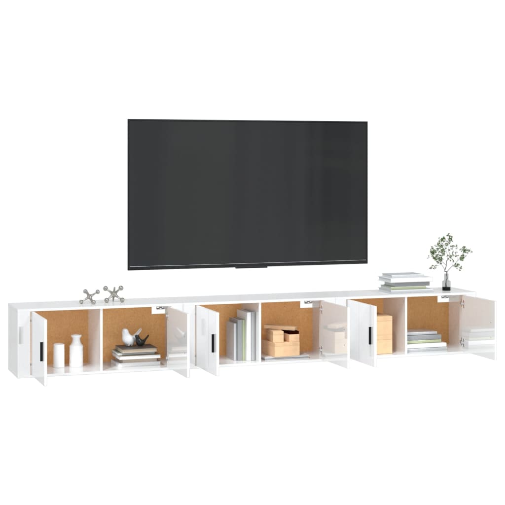 vidaXL Seinäkiinnitettävät TV-kaapit 3 kpl korkeakiilto 100x34,5x40 cm