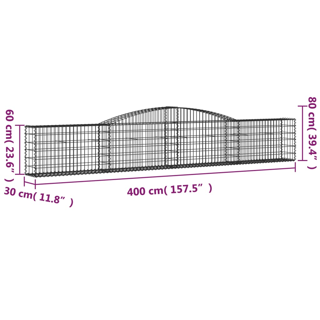 vidaXL Kaarevat kivikorit 15 kpl 400x30x60/80 cm galvanoitu rauta