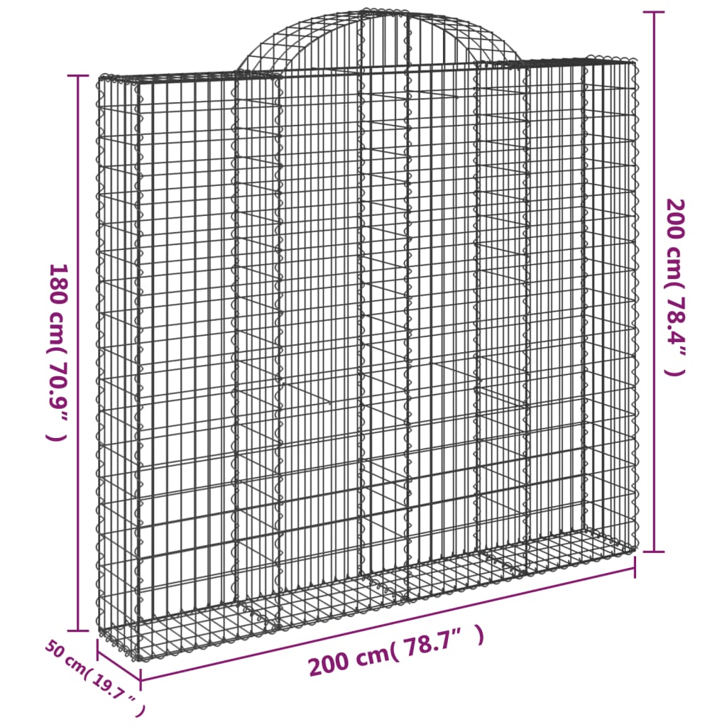 vidaXL Kaarevat kivikorit 6 kpl 200x50x180/200 cm galvanoitu rauta