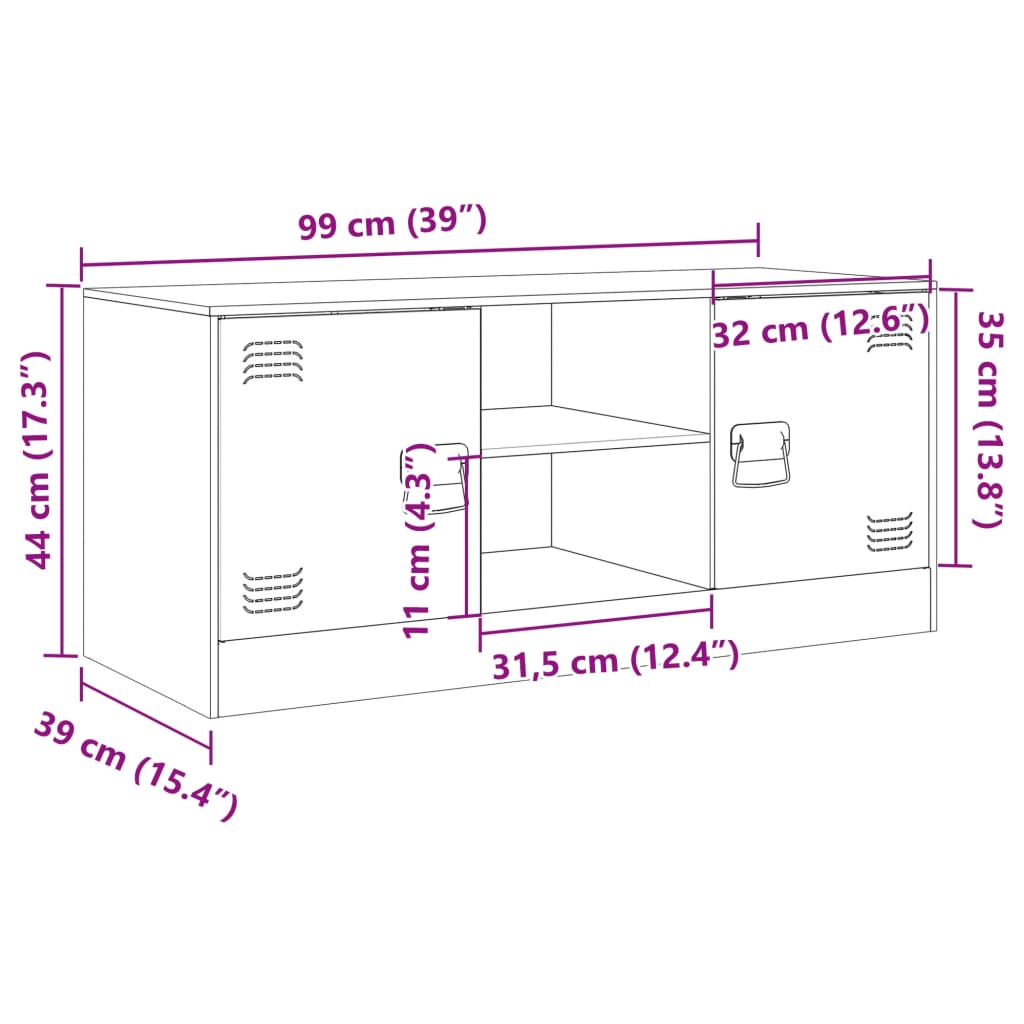 vidaXL TV-taso pinkki 99x39x44 cm teräs