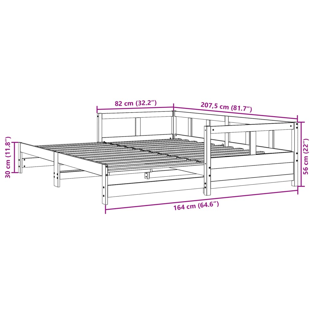 vidaXL Vuodesohva ilman patjaa 80x200 cm täysi mänty