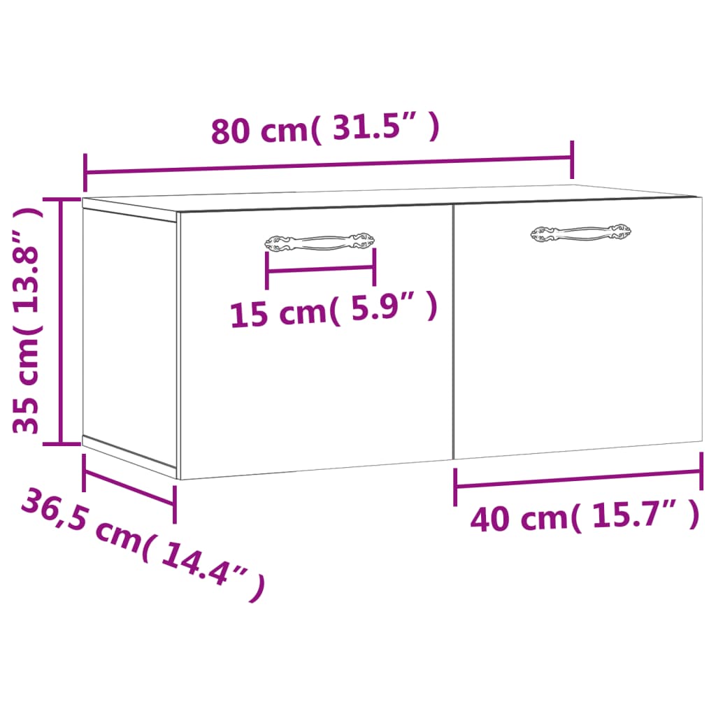 vidaXL Seinäkaappi valkoinen 80x36,5x35 cm tekninen puu