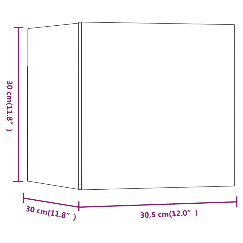 vidaXL Seinäkiinnitettävät TV-kaapit 8 kpl harmaa Sonoma 30,5x30x30 cm