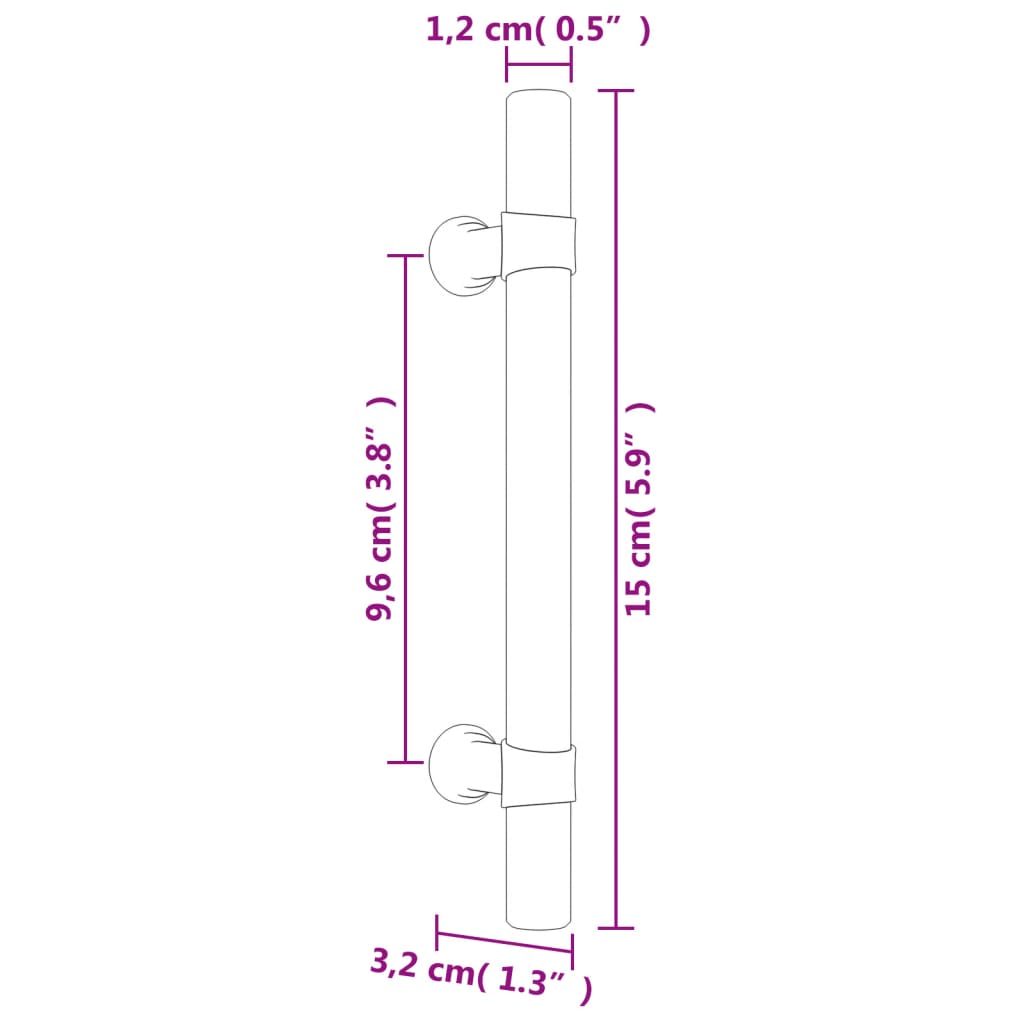 vidaXL Kaapin kahvat 20 kpl musta 96 mm ruostumaton teräs