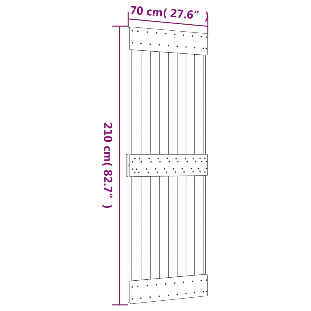 vidaXL Liukuovi asennustarvikkeineen 70x210 cm täysi mänty