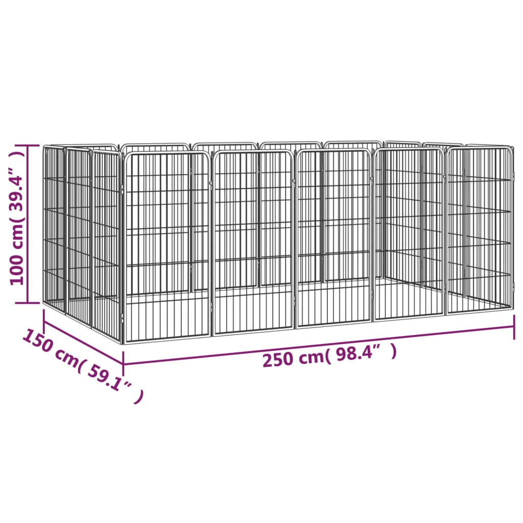 vidaXL Koiranhäkki 16 paneelia musta 50x100 cm jauhemaalattu teräs