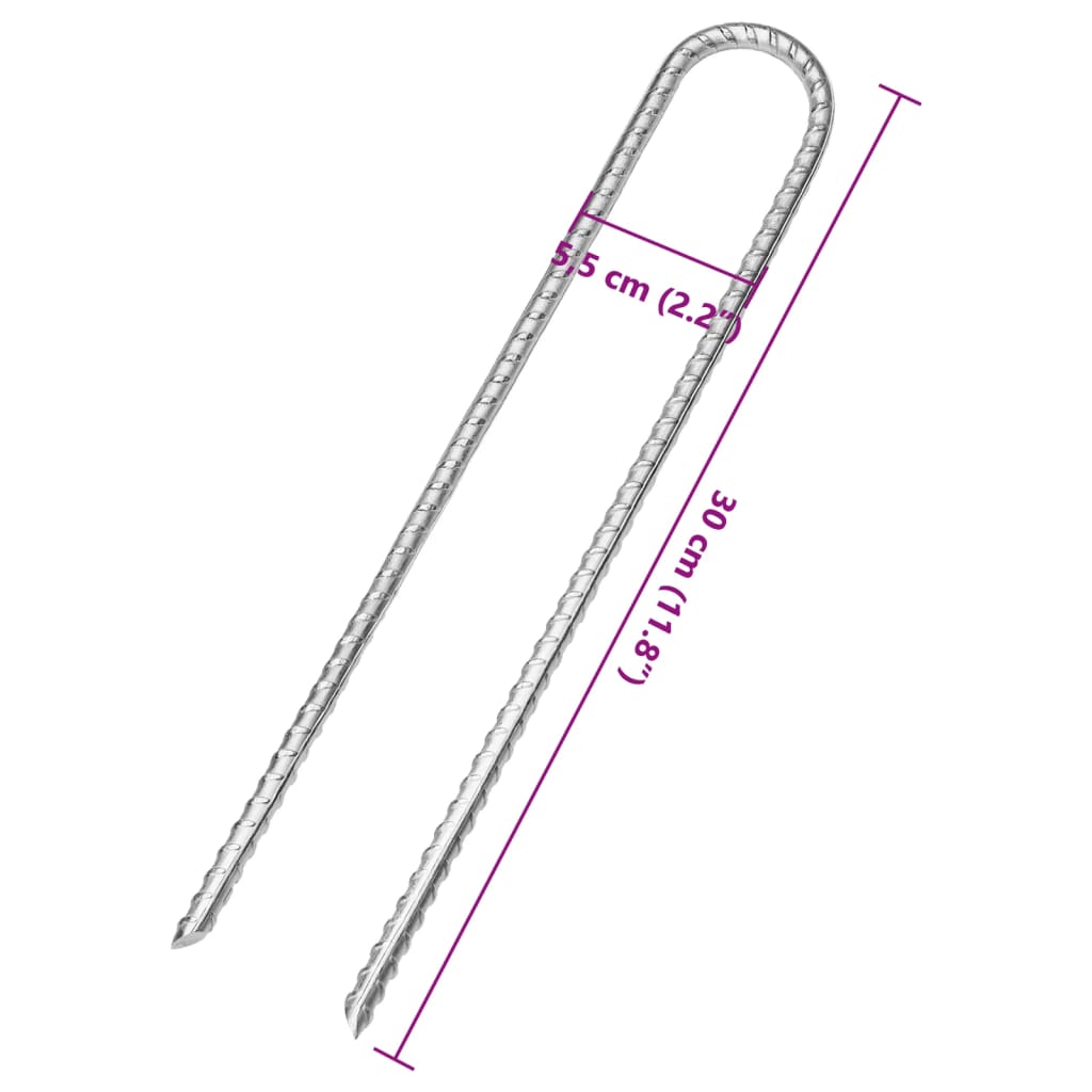 vidaXL Telttatapit 6 kpl U-muotoiset 30 cm Ø7 mm galvanoitu teräs