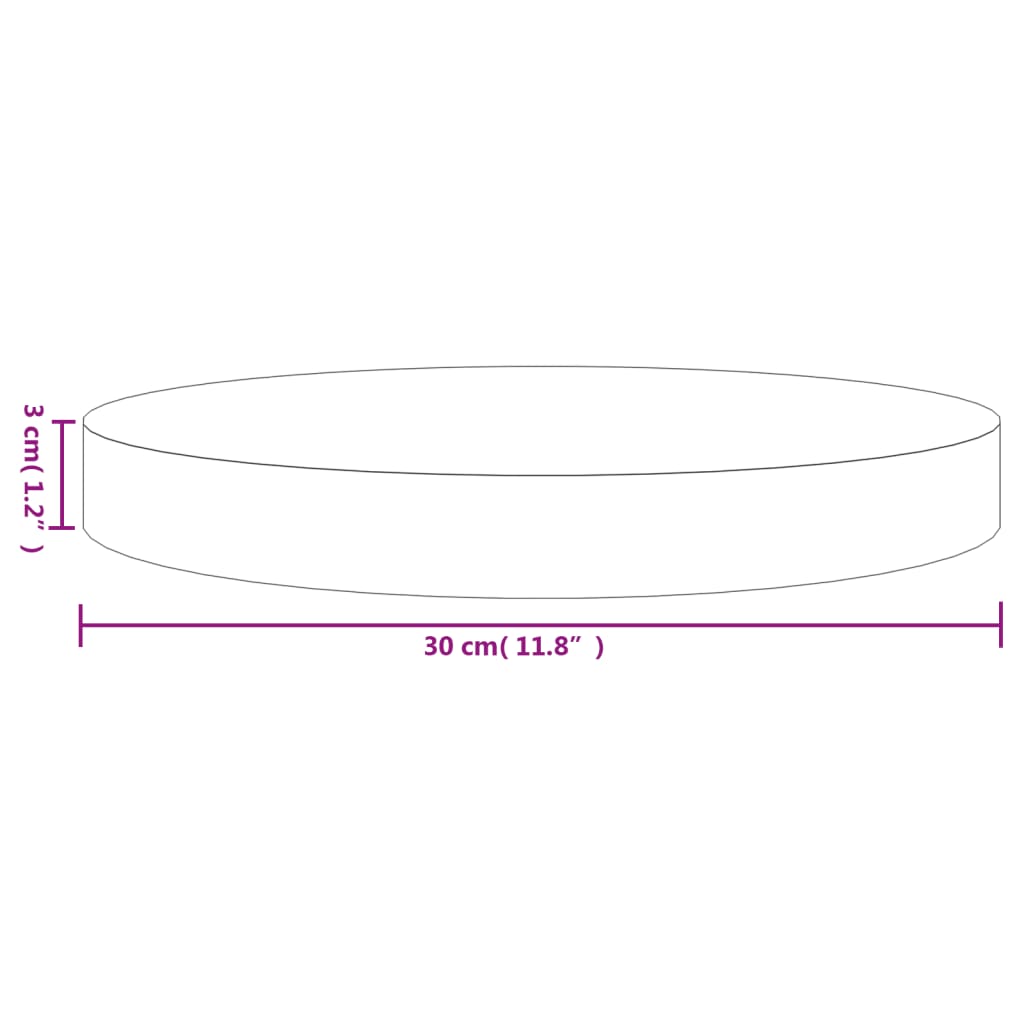 vidaXL Pöytälevy pyöreä musta Ø30x3 cm täysi mänty