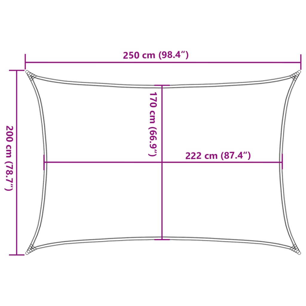 vidaXL Aurinkopurje hiekka 2,5x2 m 100% Oxford polyesteri