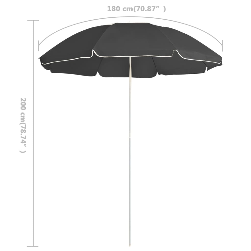 vidaXL Puutarha-aurinkovarjo terästolpalla antrasiitti 180 cm