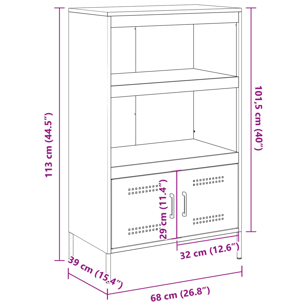 vidaXL Kaappi musta 68x39x113 cm teräs