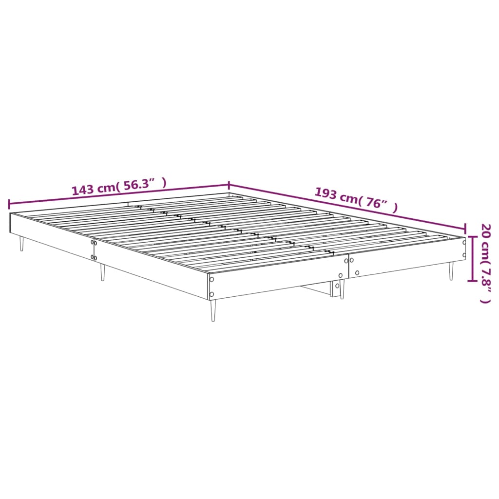 vidaXL Sängynrunko ruskea tammi 140x190 cm tekninen puu