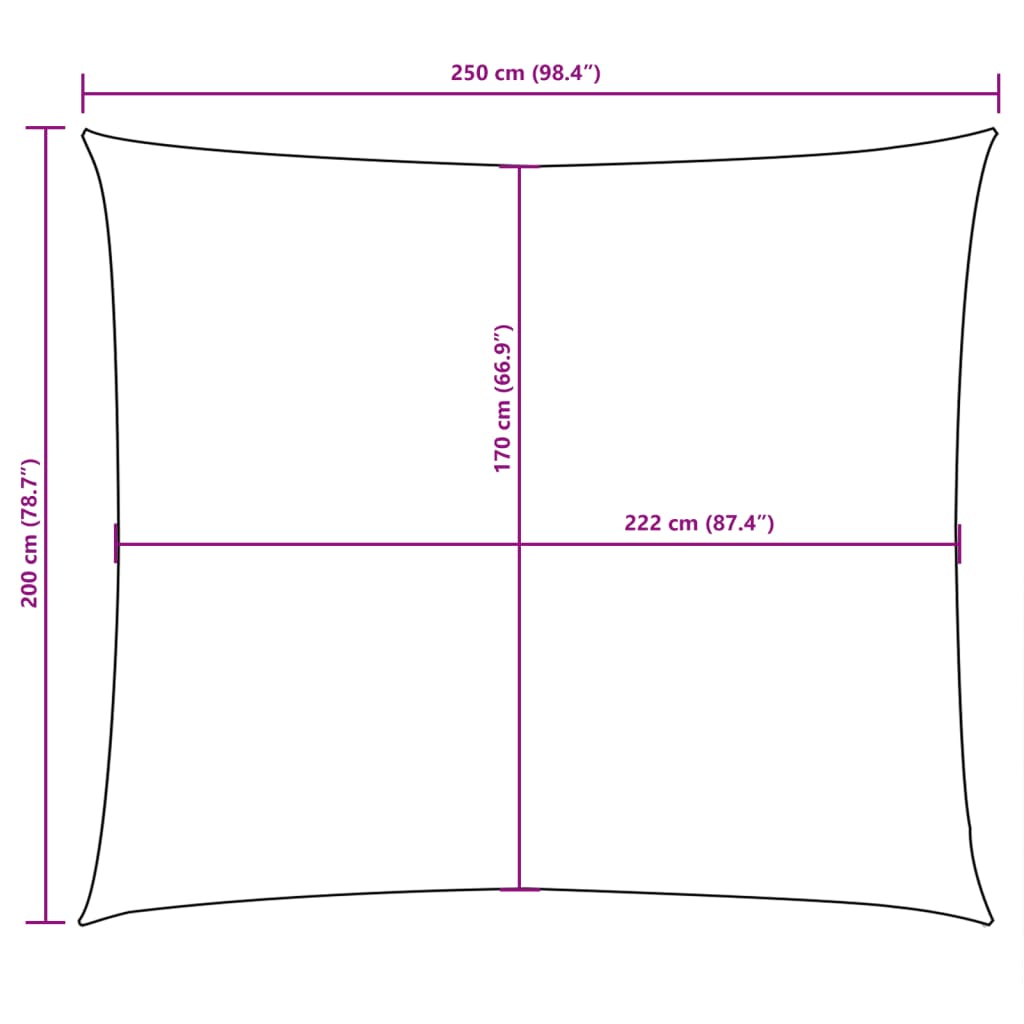 vidaXL Aurinkopurje Oxford-kangas suorakaide 2x2,5 m musta