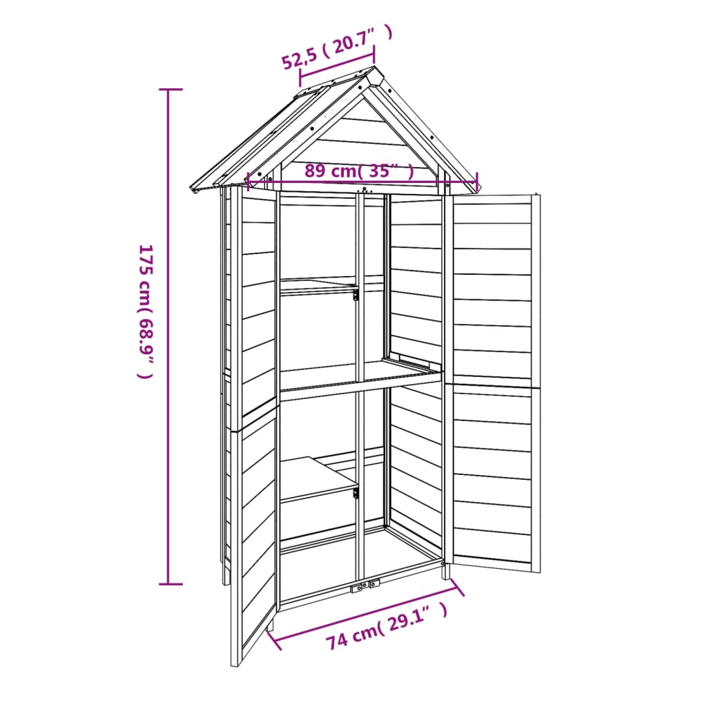 vidaXL Puutarhavaja mokka 89x52,5x175 cm täysi mänty