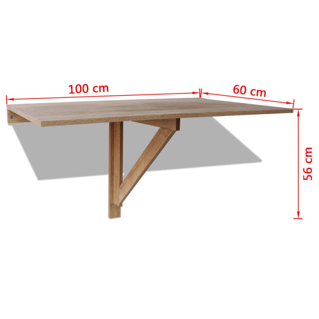 vidaXL Kokoontaitettava seinäpöytä tammi 100x60 cm