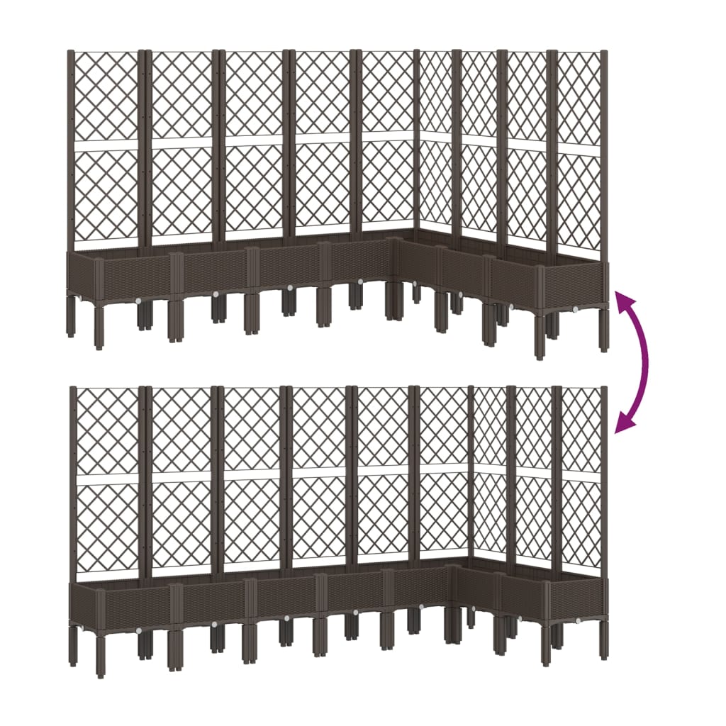 vidaXL Kukkalaatikko säleiköllä ruskea 200x160x142 cm PP