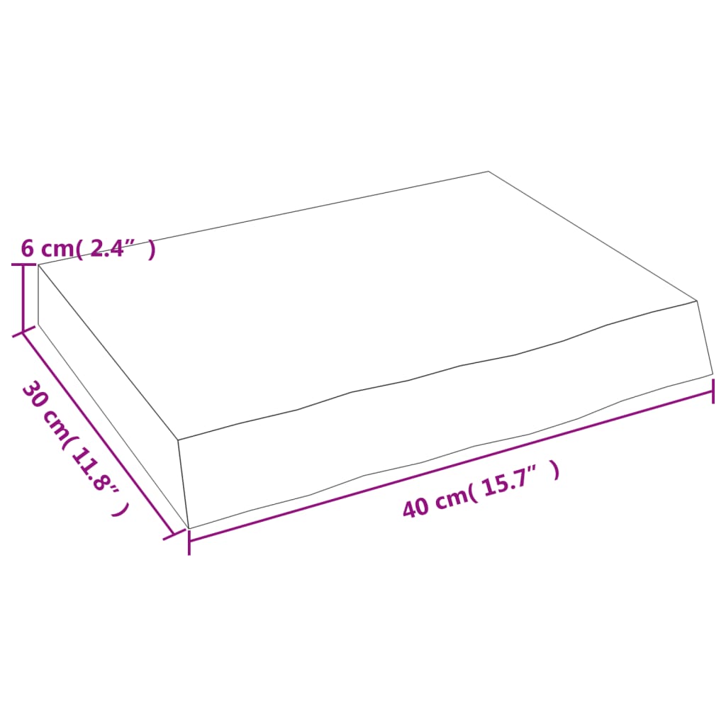 vidaXL Kylpyhuoneen työtaso t.ruskea 40x30x(2-6)cm käsitelty täyspuu