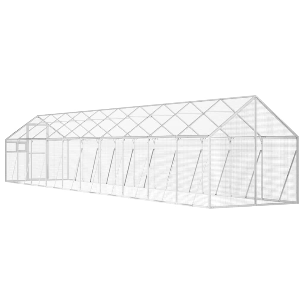 vidaXL Aviaario hopea 1,79x10x1,85 m alumiini