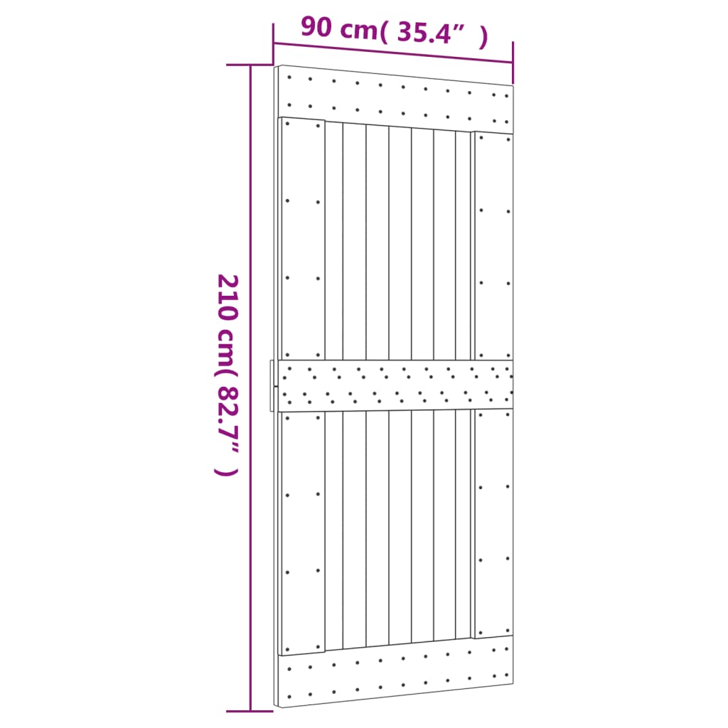 vidaXL Liukuovi asennustarvikkeineen 90x210 cm täysi mänty