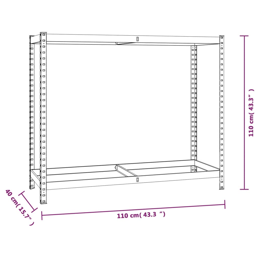 vidaXL 2-tasoinen Rengasteline 4 kpl hopea 110x40x110 cm teräs