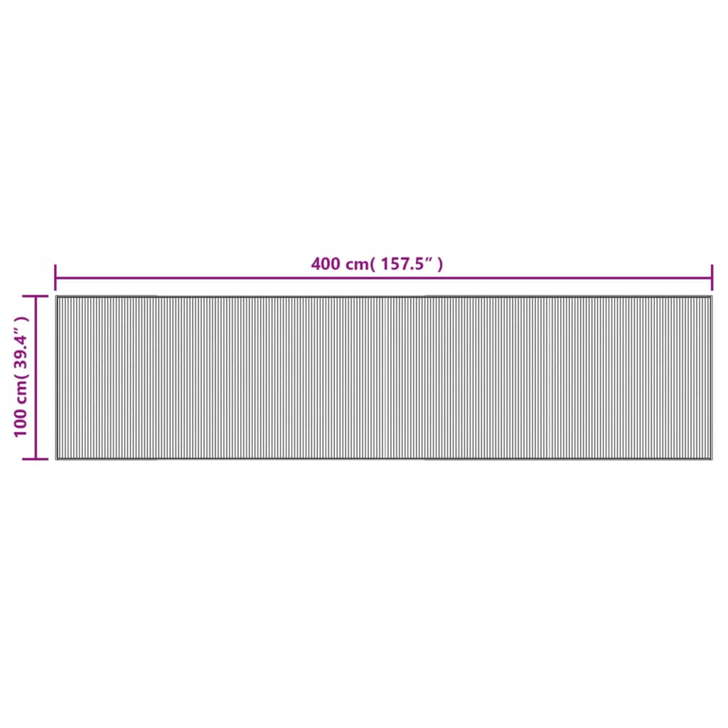 vidaXL Matto suorakaide ruskea 100x400 cm bambu