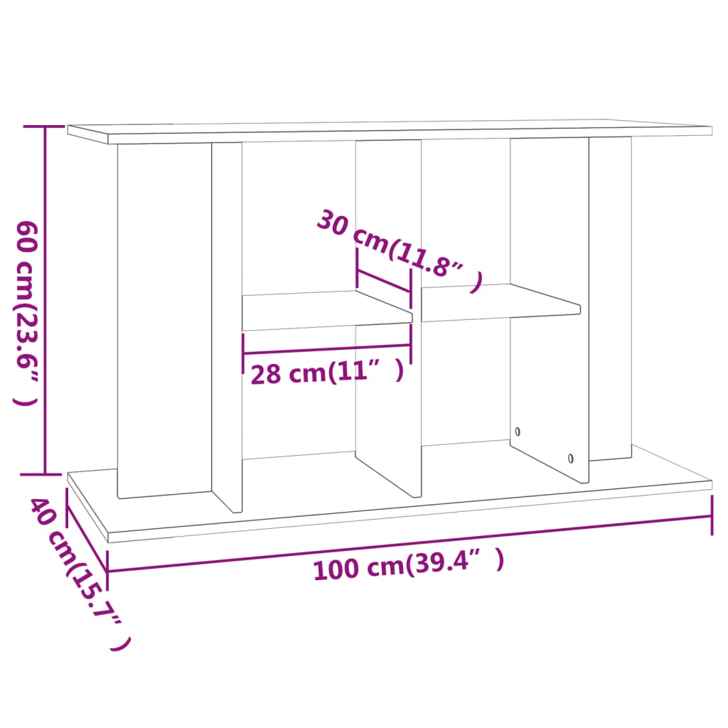 vidaXL Akvaarioteline musta 100x40x60 cm tekninen puu