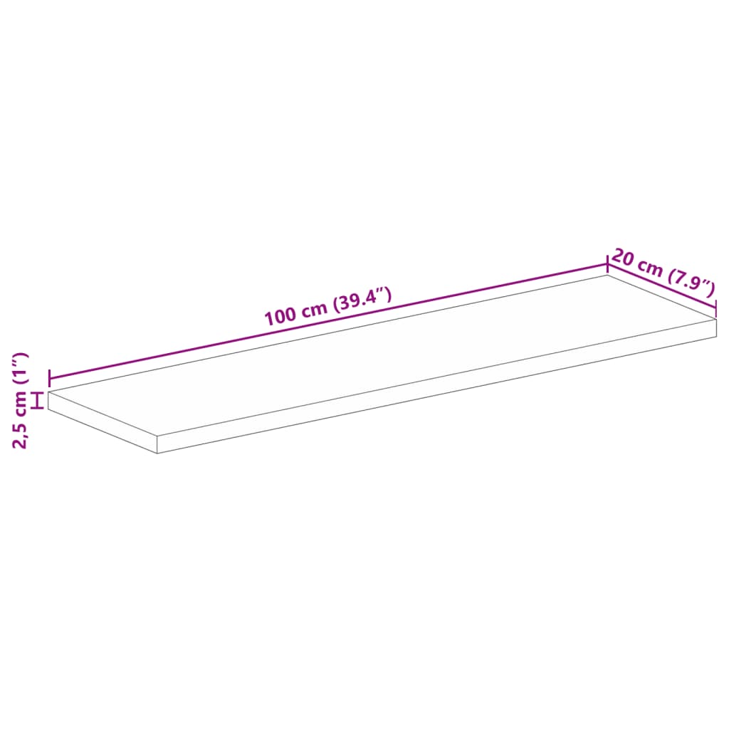 VidaXL Pöytälevy 110x20x2,5 cm suorakaide kierrätetty täyspuu