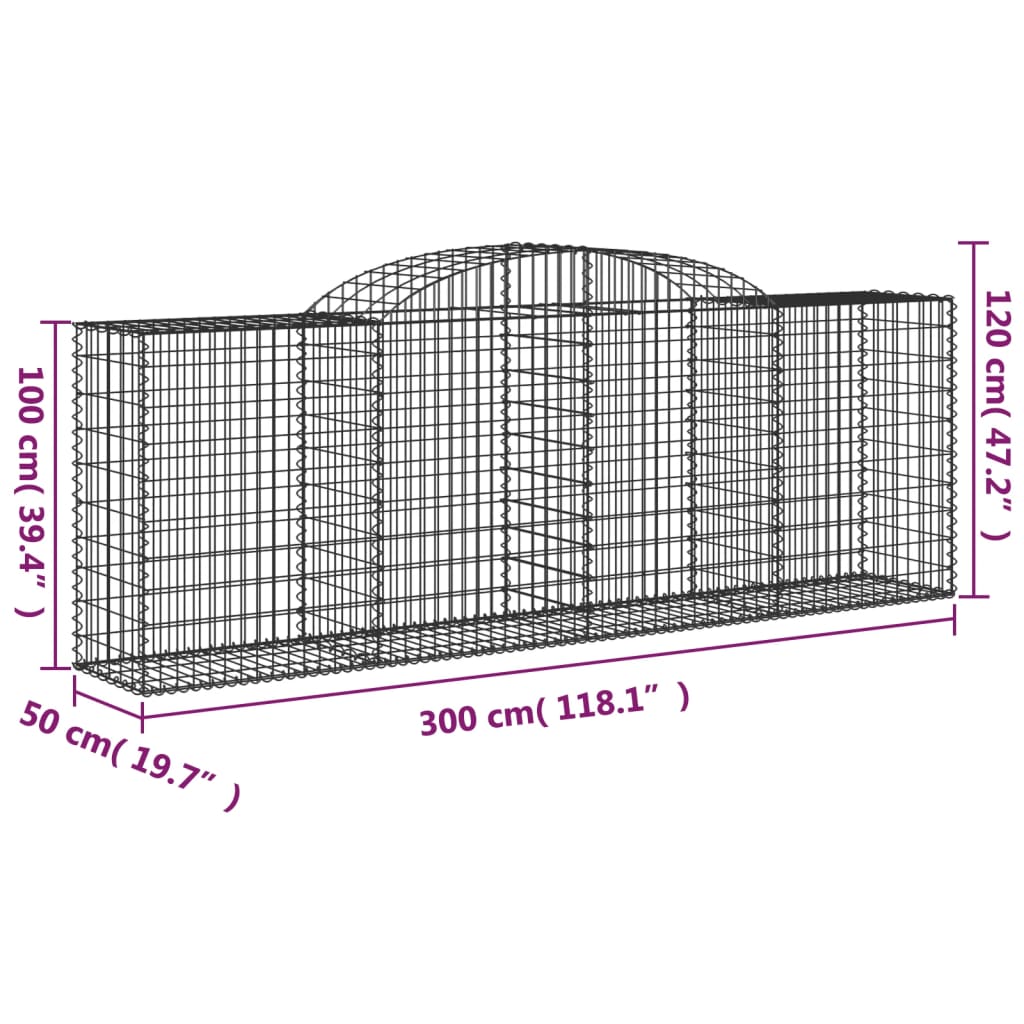 vidaXL Kaarevat kivikorit 4 kpl 300x50x100/120 cm galvanoitu rauta