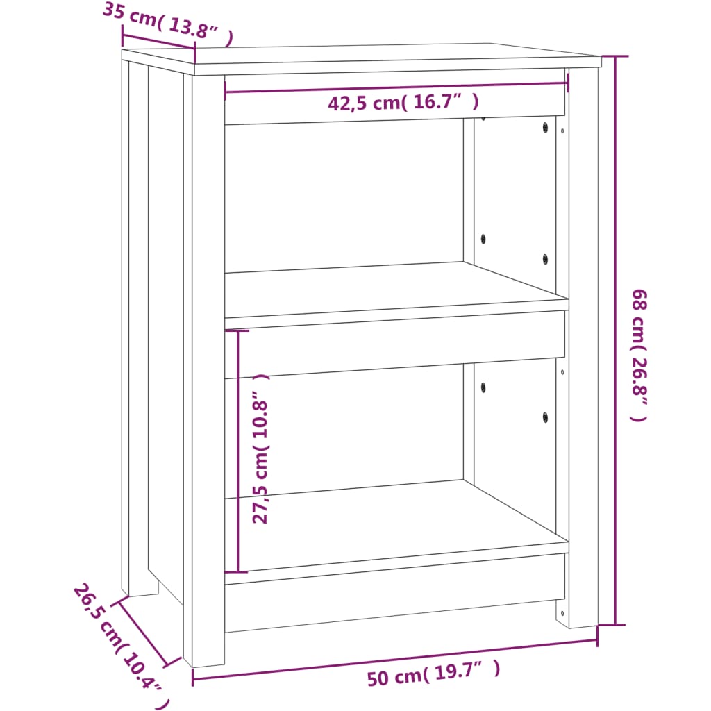 vidaXL Kirjahylly harmaa 50x35x68 cm täysi mänty