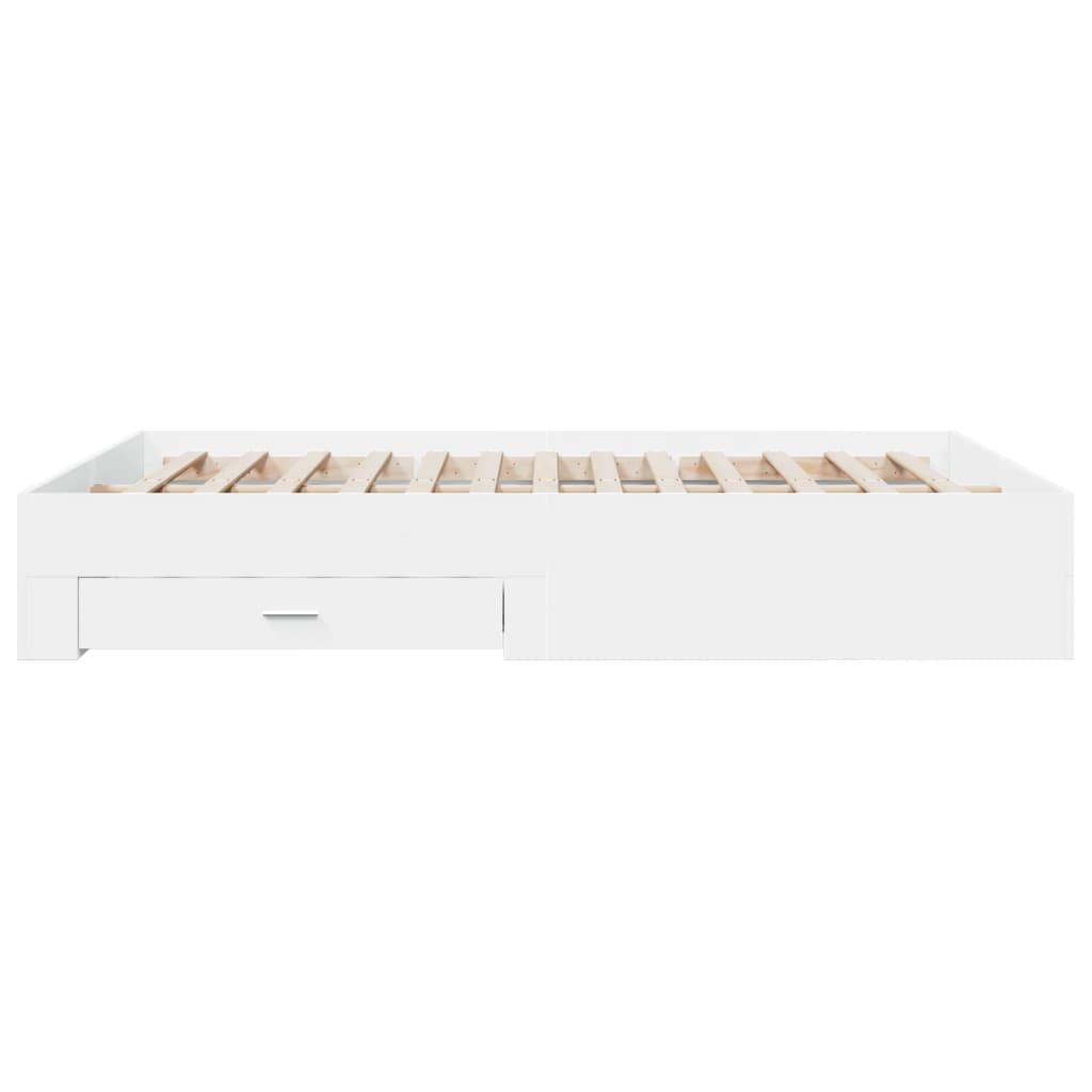 vidaXL Sängynrunko laatikoilla valkoinen 150x200 cm tekninen puu