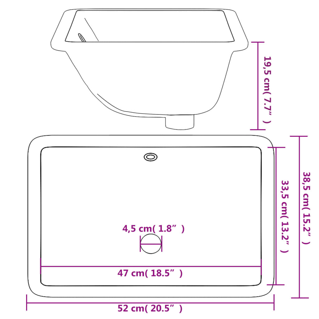 vidaXL Kylpyhuoneen pesuallas valk. 52x38,5x19,5 cm keraaminen