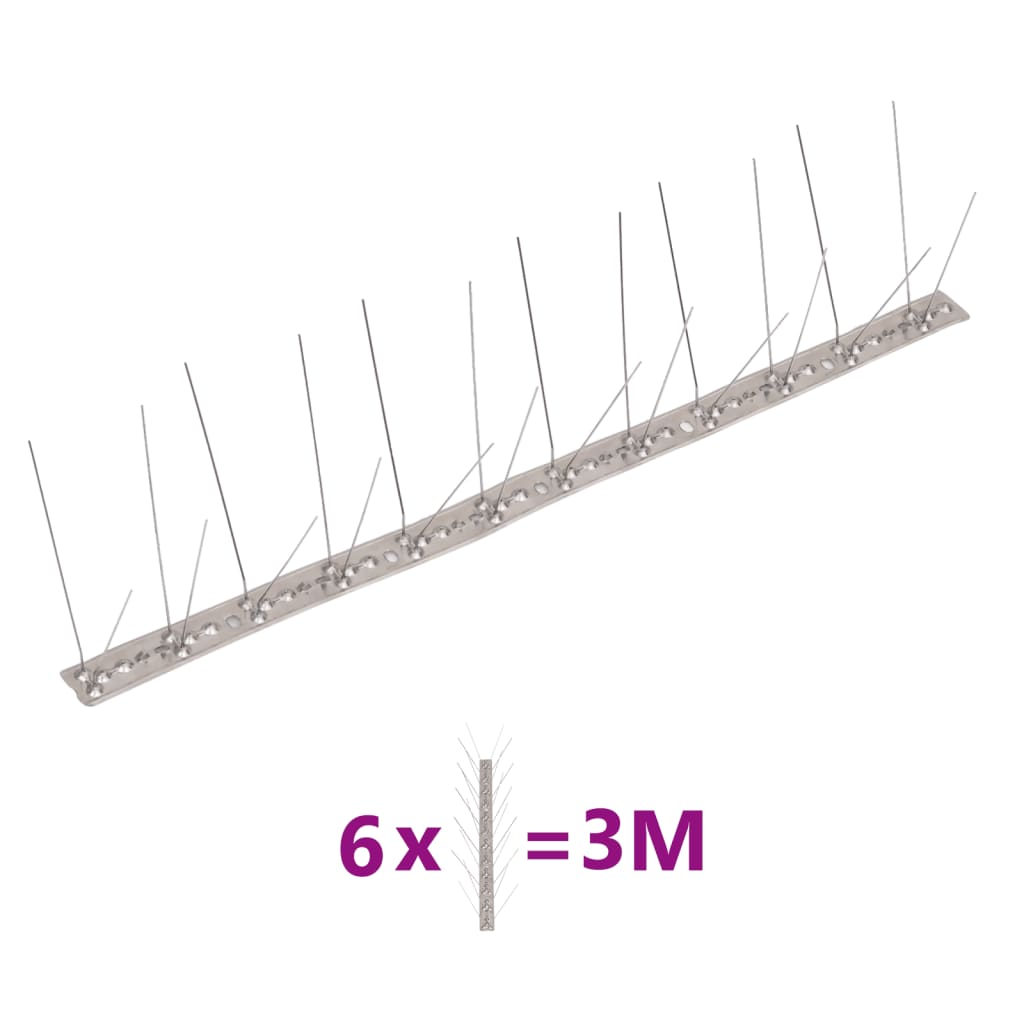 vidaXL 4-Riviset ruostumaton teräs lintu- & kyyhkyspiikit 6-sarja 3 m